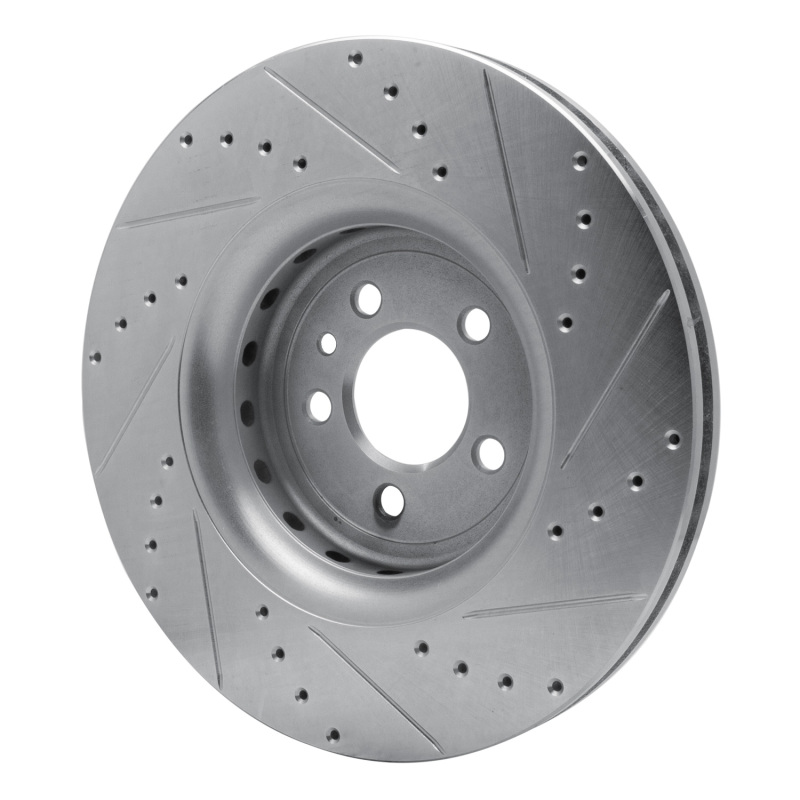 Dodge Charger Brake Rotor (1) - Front Left - R1 Concepts - Drilled & Slotted - Silver - `14-`23